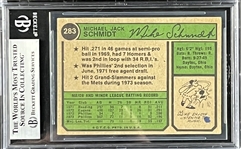 1974 Topps #283 Mike Schmidt Signed Card (Encapsulated Beckett Authentic)