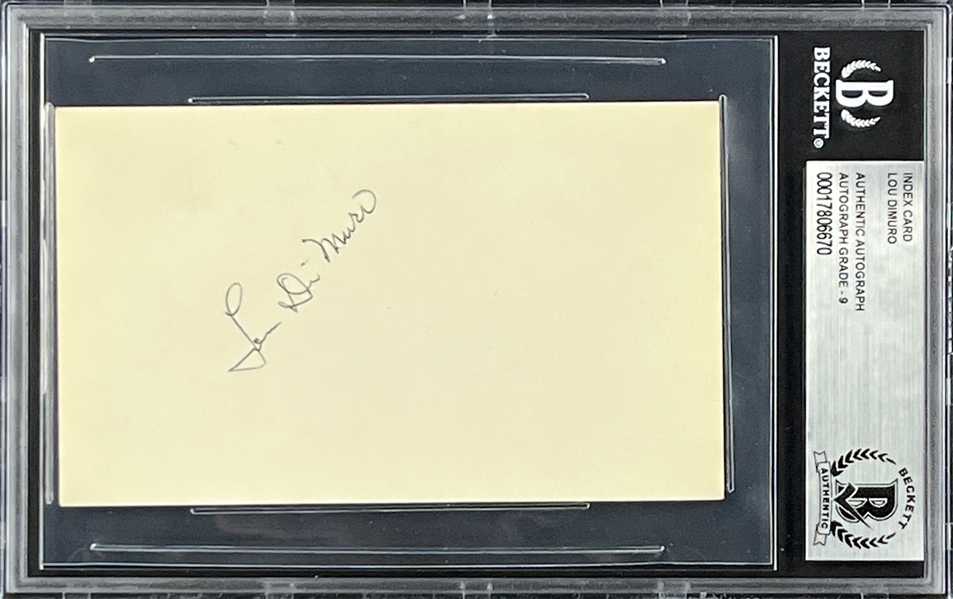Lou Dimuro (MLB Umpire) Signed Index Card (Encapsulated Beckett Authentic - Auto. Grade 9)