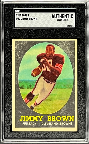 1958 Topps #62 Jim Brown Rookie Card - SGC Authentic