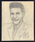 1940s Frank Sinatra Signed Hand Drawn Sketch Plus Original Photo Used for Artwork